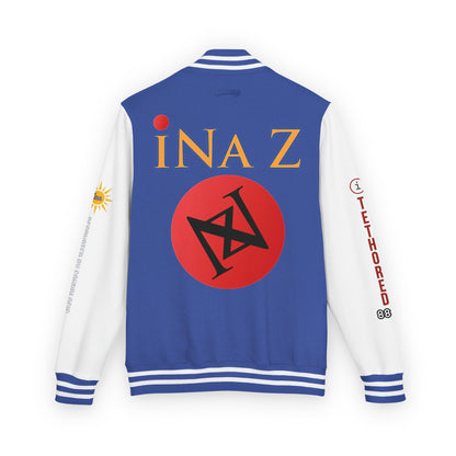 iNa Z Letterman Jacket — INA Z Red & White Varsity Jacket with Logo