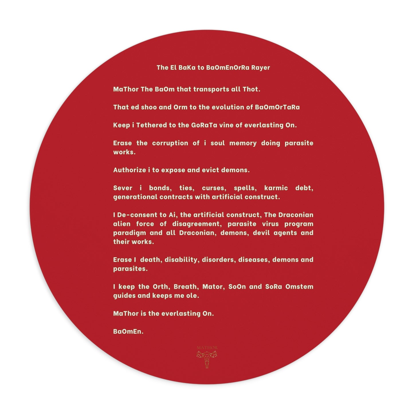 Red Affirmation Text Mouse Pad — Inspirational Desk Mat with Protective Prayer Design