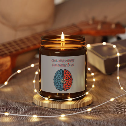 Civil War Means War Against Us  - Scented Soy Candle — Brain Left vs Right Design Amber Jar (Multi-Size)