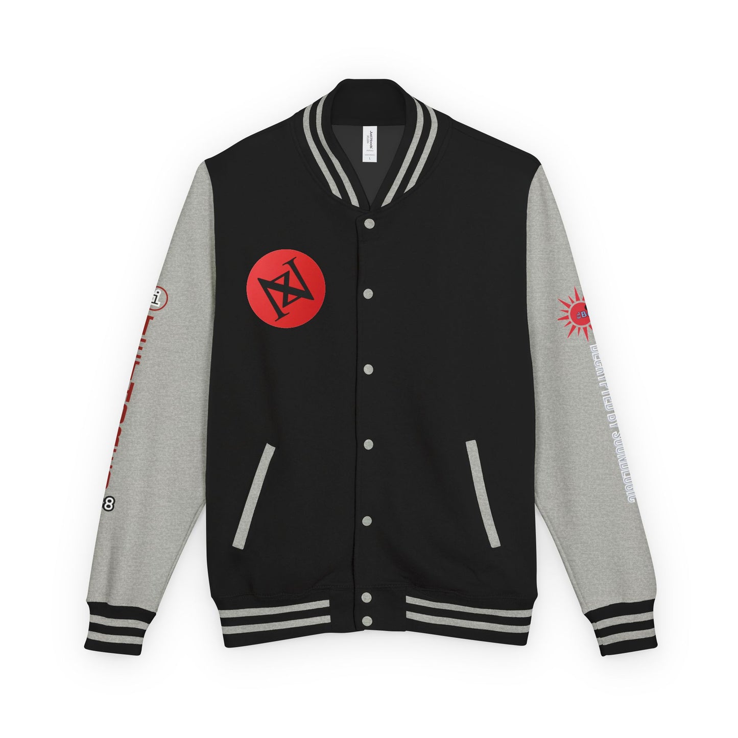 iNa Z Letterman Jacket — INA Z Red & White Varsity Jacket with Logo