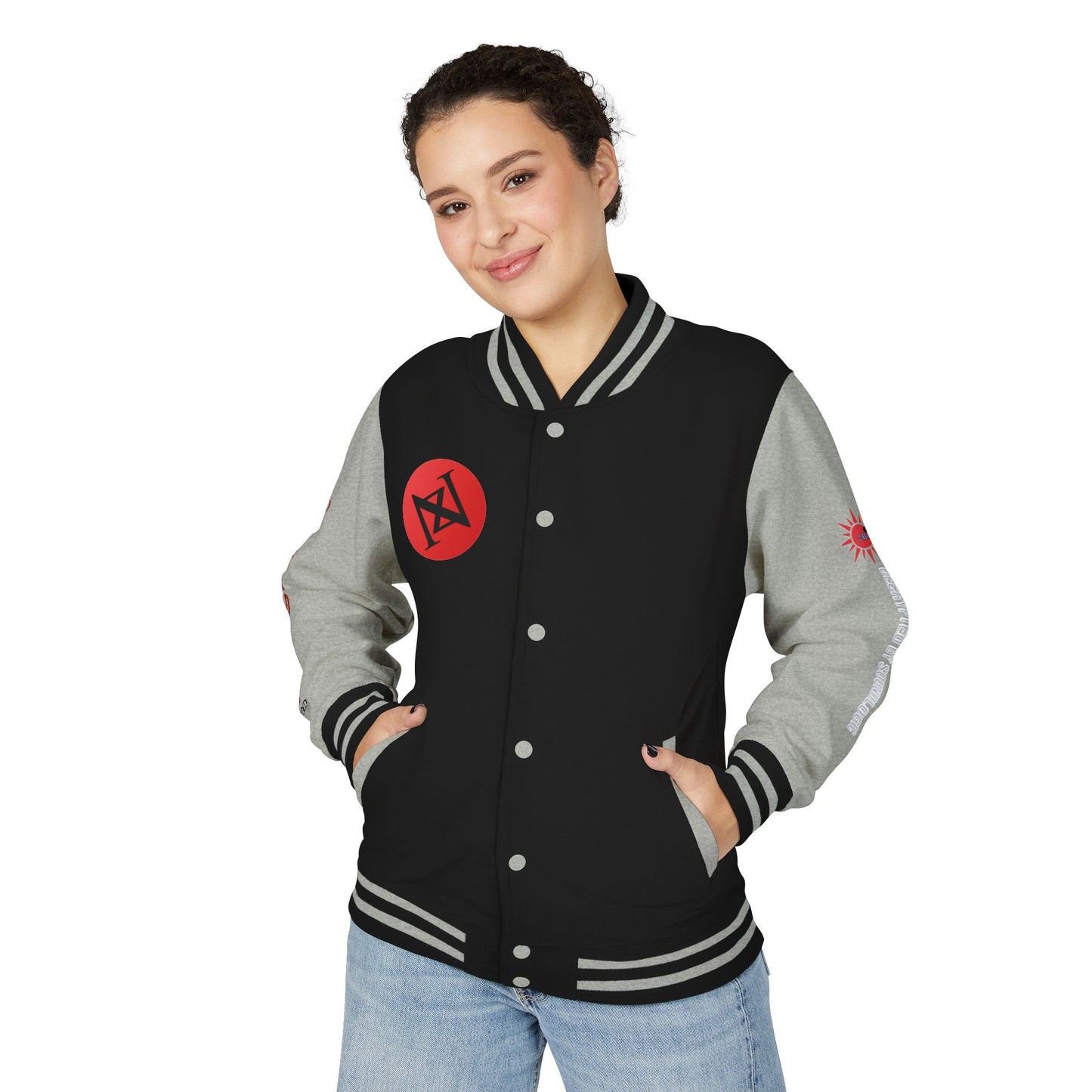 iNa Z Letterman Jacket — INA Z Red & White Varsity Jacket with Logo