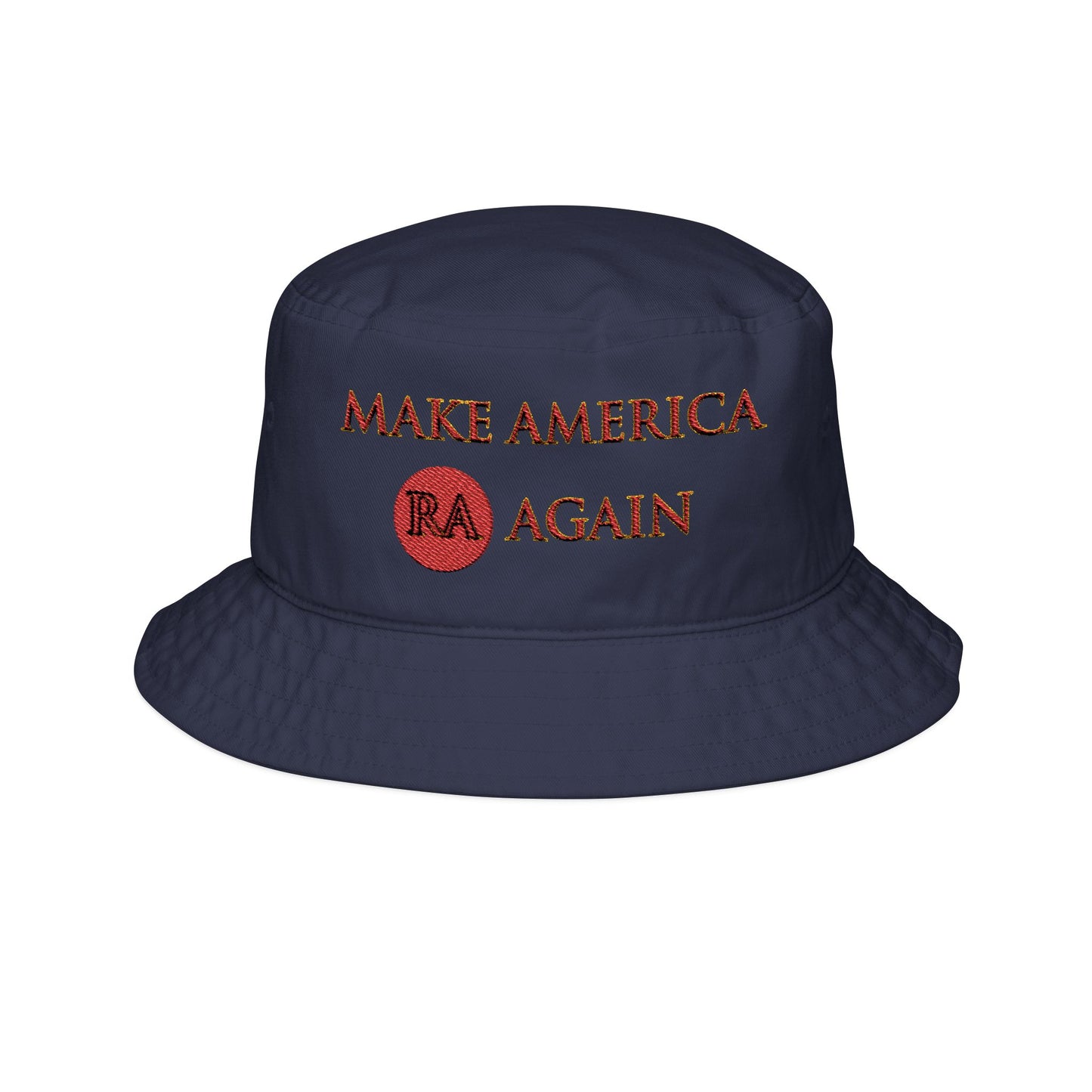 Make America Ra again - Trendy Bucket Hat with Embroidered Slogan, Fashionable Sun Hat, Ideal for Summer, Outdoor Activities, Gifts for Him/Her, Stylish Accessory