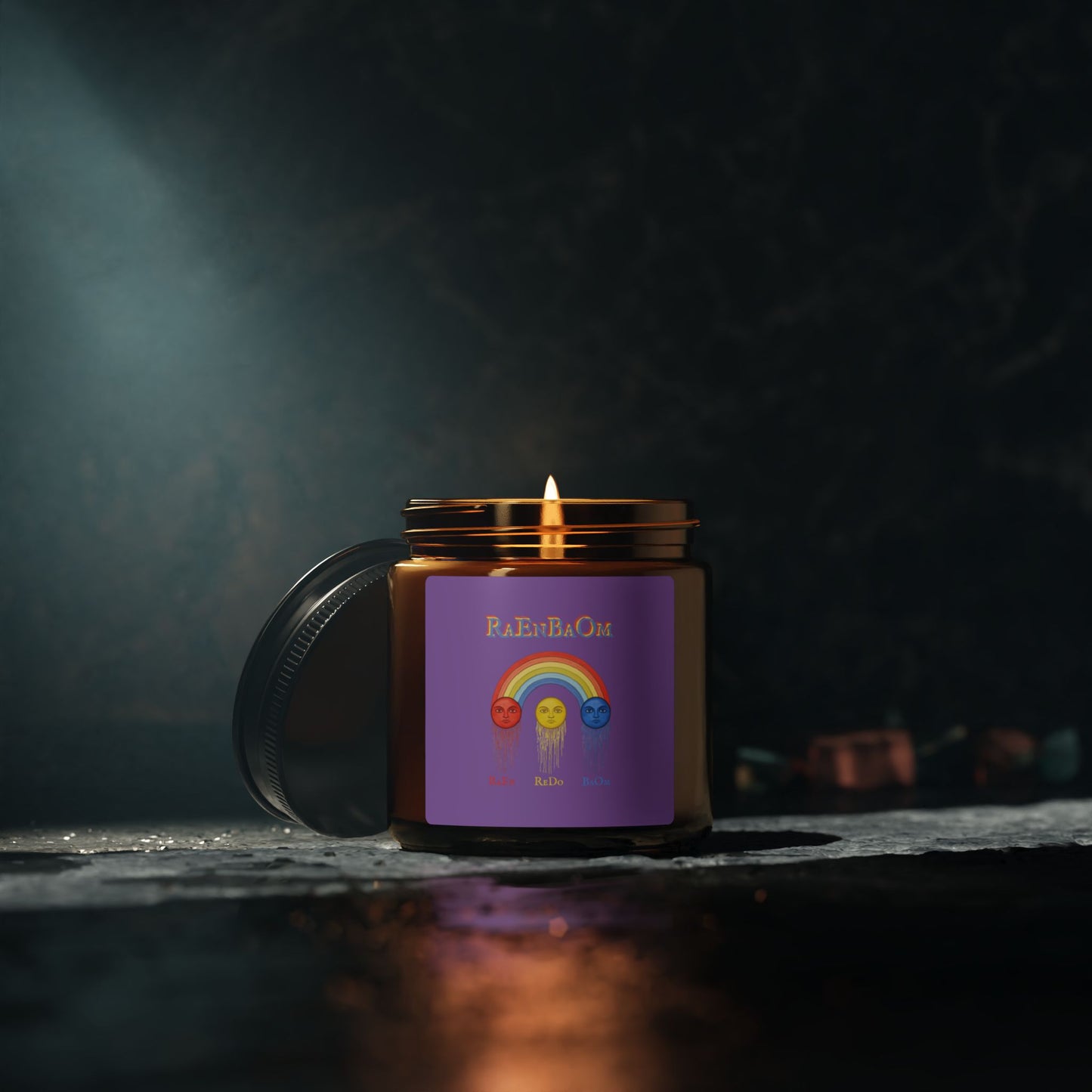 RaEnBaOm - Scented Soy Candle — Brain Left vs Right Design Amber Jar (Multi-Size)