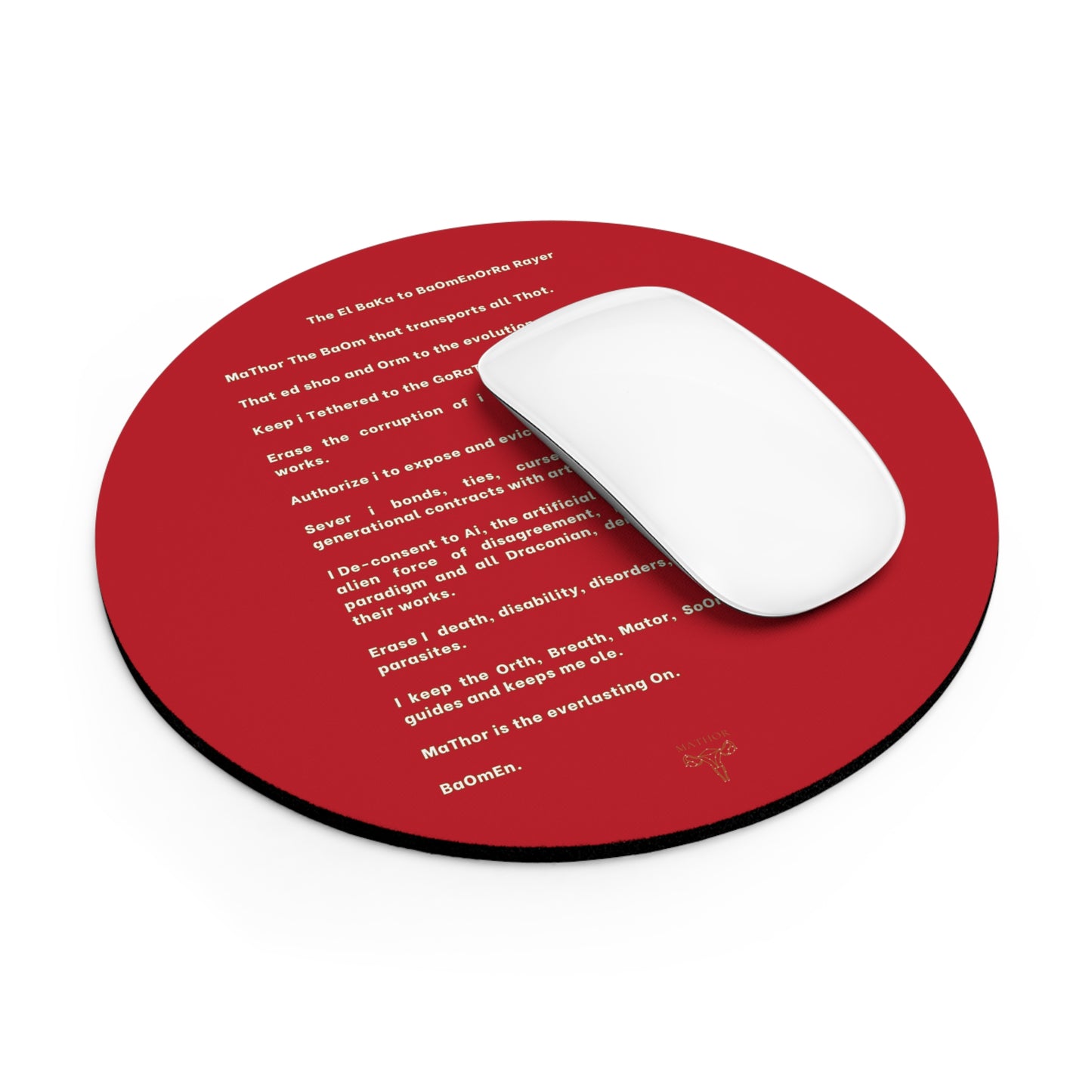 Red Affirmation Text Mouse Pad — Inspirational Desk Mat with Protective Prayer Design