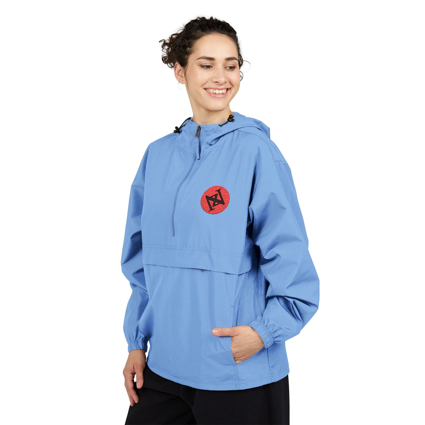 iNa Z Orange Packable Anorak Jacket with Floral Crest