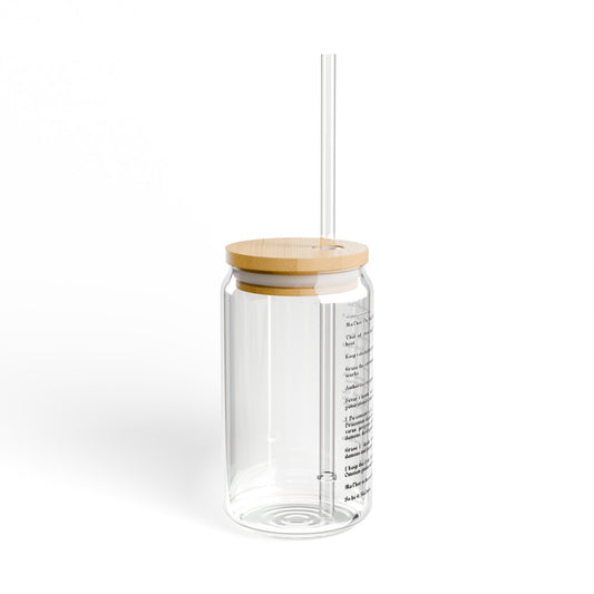 EL Baka to BaOmEn Sacred Saying drinking Vessel Eco-Friendly 16oz Sipper Glass | Sustainable Drinking Jar, Reusable Straw Cup, Perfect for Gifts, Summer Parties, Hydration