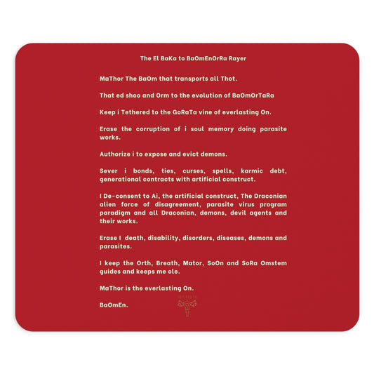 Red Affirmation Text Mouse Pad — Inspirational Desk Mat with Protective Prayer Design