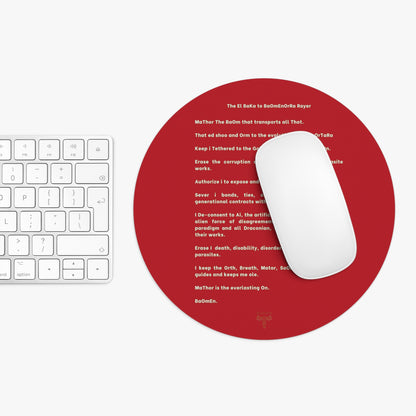 Red Affirmation Text Mouse Pad — Inspirational Desk Mat with Protective Prayer Design