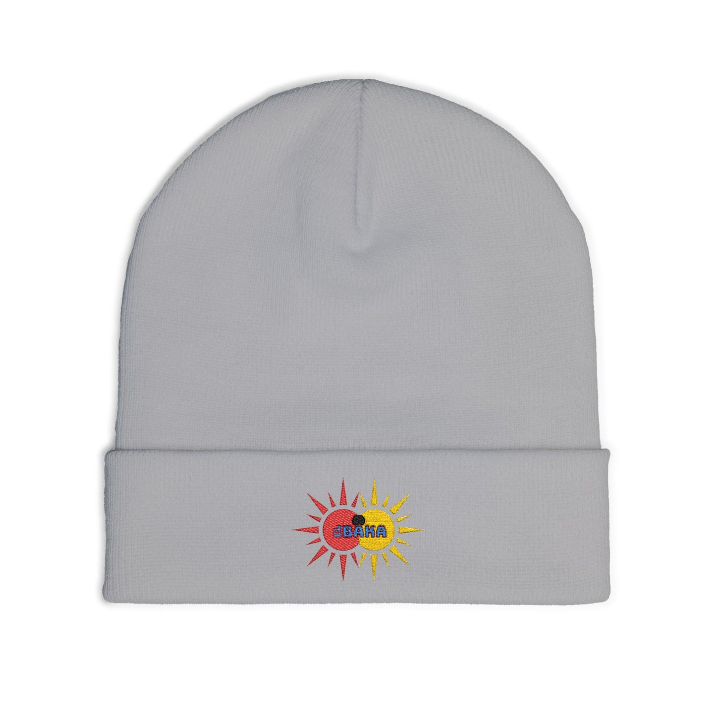 EL baKa Twin SaOn - Embroidered Target Knit Beanie – Cozy Winter Hat with Minimal Red Circle Accent