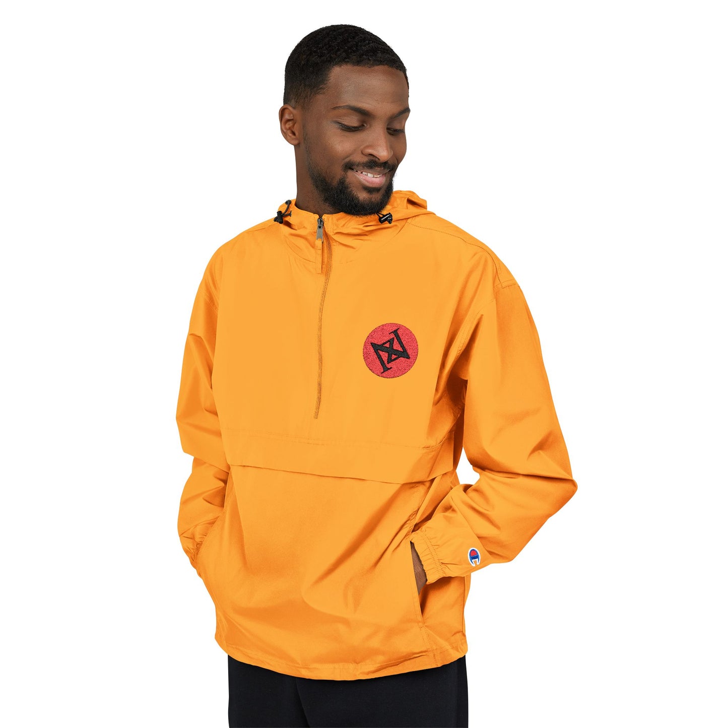 iNa Z Orange Packable Anorak Jacket with Floral Crest