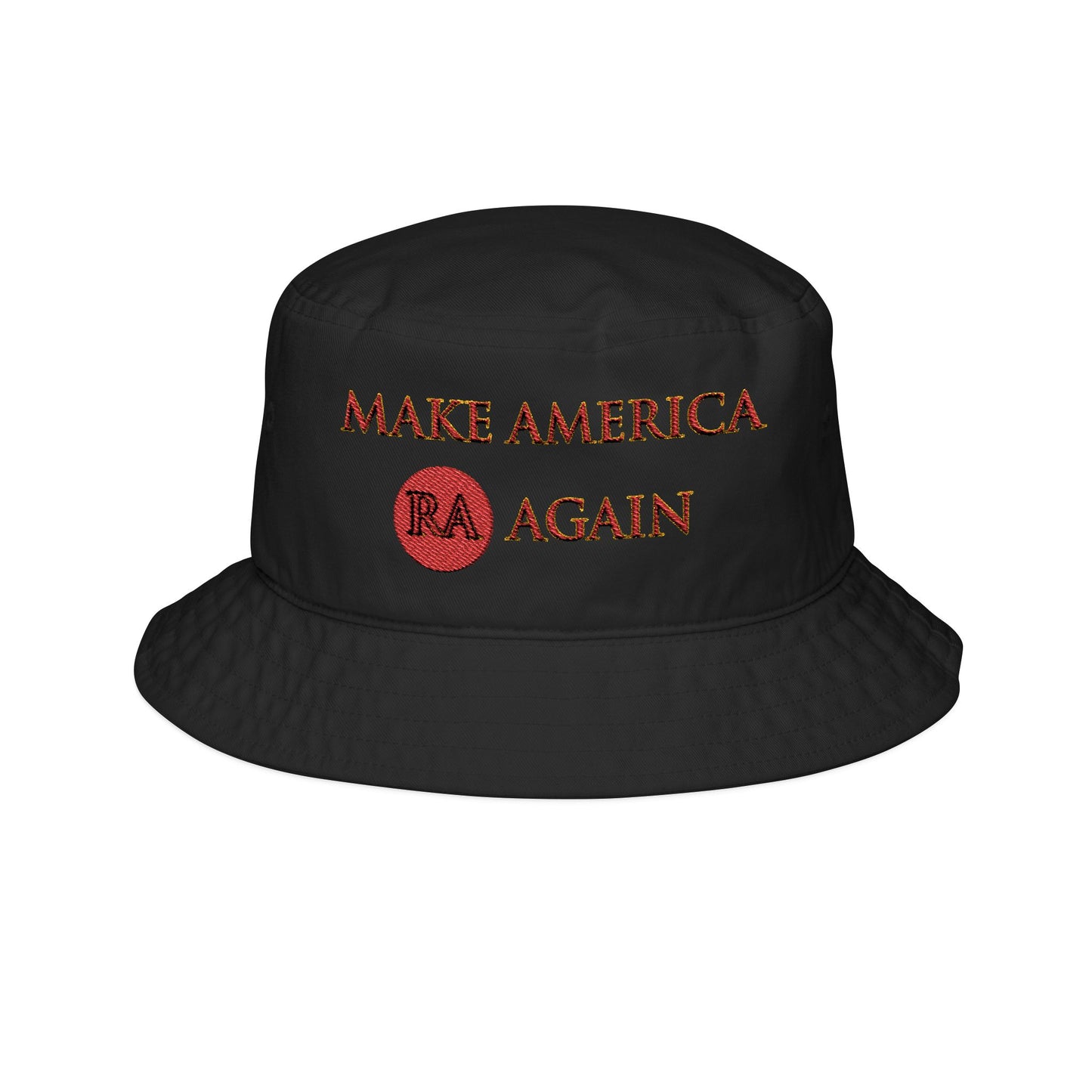 Make America Ra again - Trendy Bucket Hat with Embroidered Slogan, Fashionable Sun Hat, Ideal for Summer, Outdoor Activities, Gifts for Him/Her, Stylish Accessory