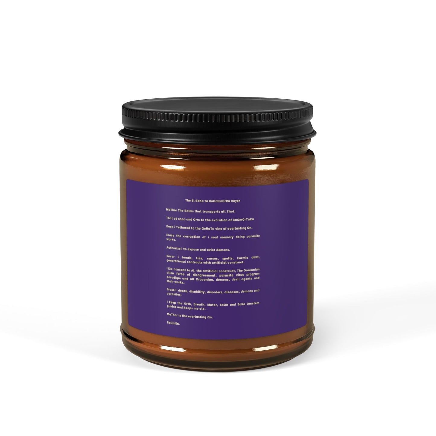 El Baka to BaOmEn Rayor  - Scented Soy Candle — Brain Left vs Right Design Amber Jar (Multi-Size)