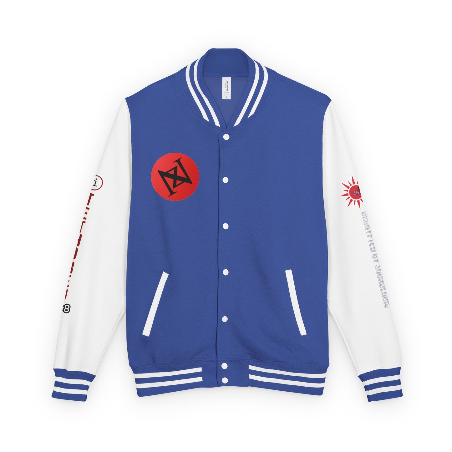 iNa Z Letterman Jacket — INA Z Red & White Varsity Jacket with Logo