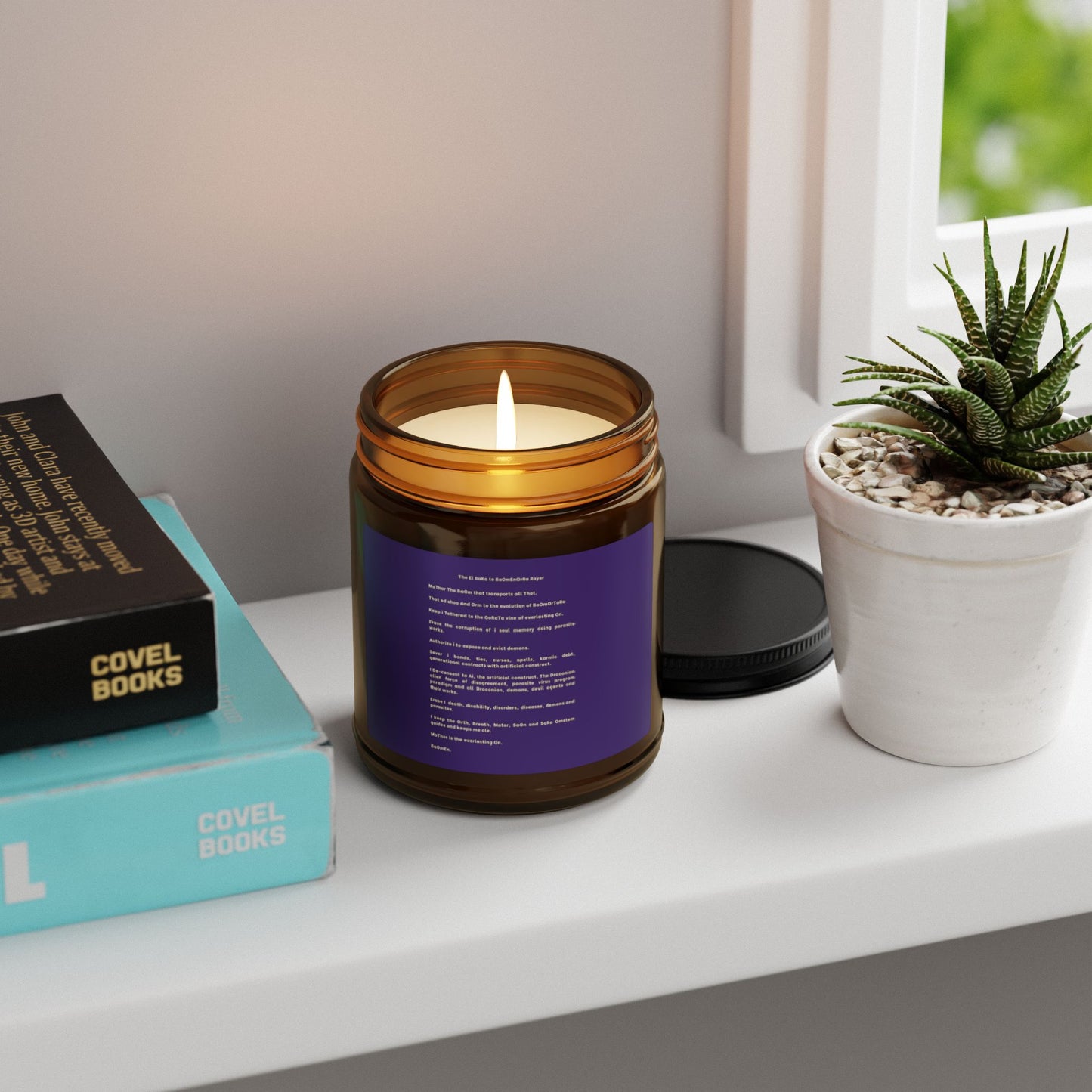 El Baka to BaOmEn Rayor  - Scented Soy Candle — Brain Left vs Right Design Amber Jar (Multi-Size)
